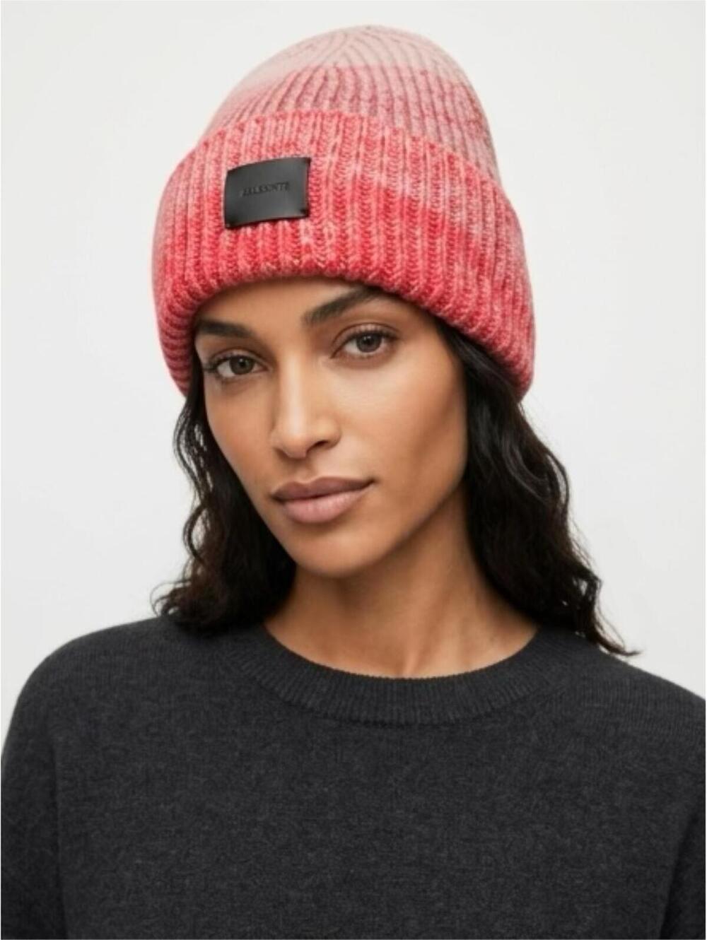 All saints Ombre Patch Beanie OS Pink Multi NWT MSRP$49